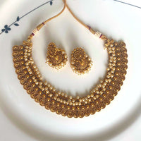 Gold Plated Antique Coin Necklace Set For Women