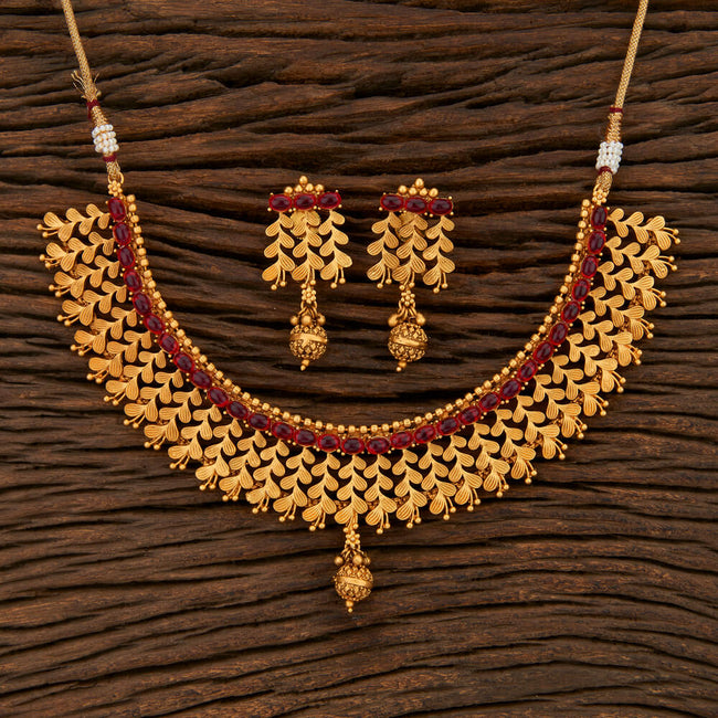 Gold Plated Antique Designer Necklace Set For Women