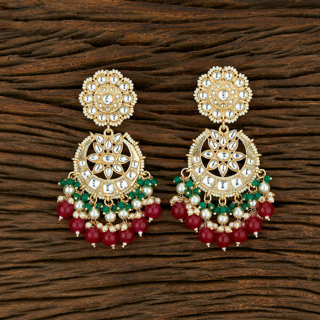Gold Plated Bollywood Kundan Chandbali Earrings For Women