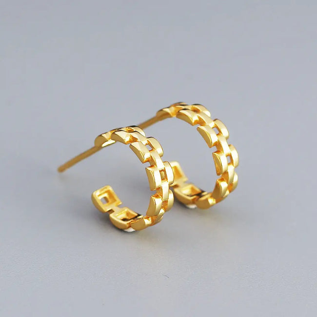 Gold Plated Chain Hoop Earring