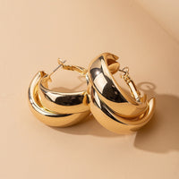 Aferando Gold Plated Crossover Circle Chunky Hoop Earrings For Girls and Women
