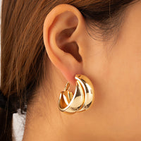Aferando Gold Plated Crossover Circle Chunky Hoop Earrings For Girls and Women