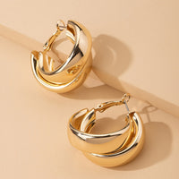 Aferando Gold Plated Crossover Circle Chunky Hoop Earrings For Girls and Women