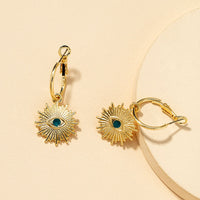 Aferando Gold Plated Evil Eye Dangle Hoop Earrings For Girls and Women