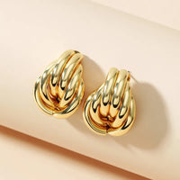 Gold Plated Geometric Creative Knotted Stud Earring