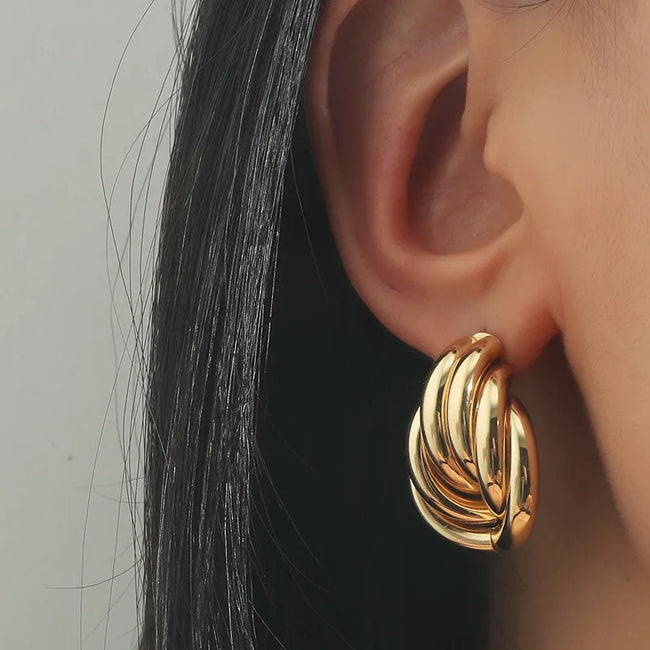Gold Plated Geometric Creative Knotted Stud Earring