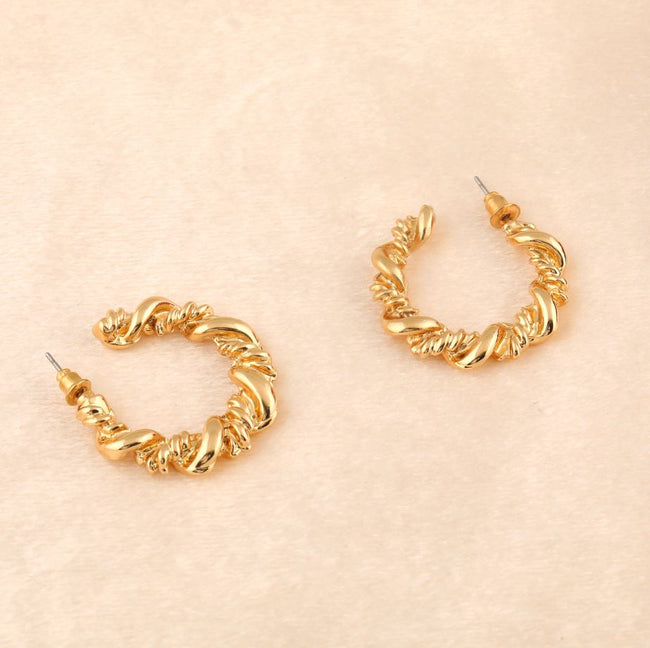 Gold Plated Hand Crafted Hoops Earring