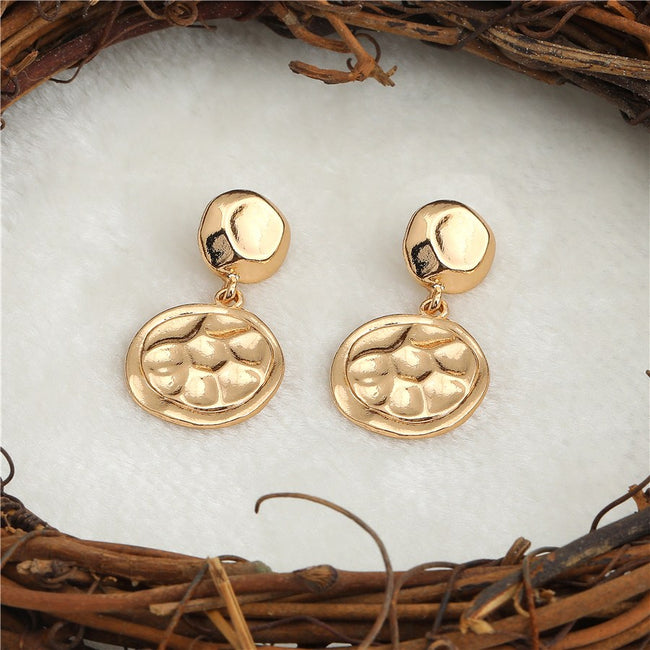 Gold Plated Hand Crafted Round Shaped Drop Earring