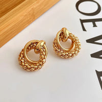 Gold Plated Interlocking Circle Stud Earring