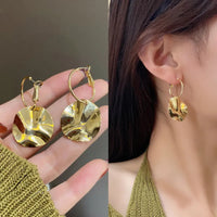 Gold Plated Irregular Geometric Exaggerated Plate Drop Hoop Earrings for Women by Aferando - Unique and Stylish Design