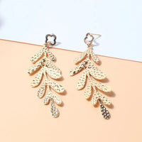 Gold Plated Leaf-Shaped Creative Long Earring
