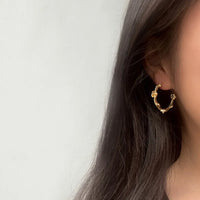 Gold Plated Retro C Shape Flower Hoop Earrings for Women by Aferando - Unique and Stylish Design