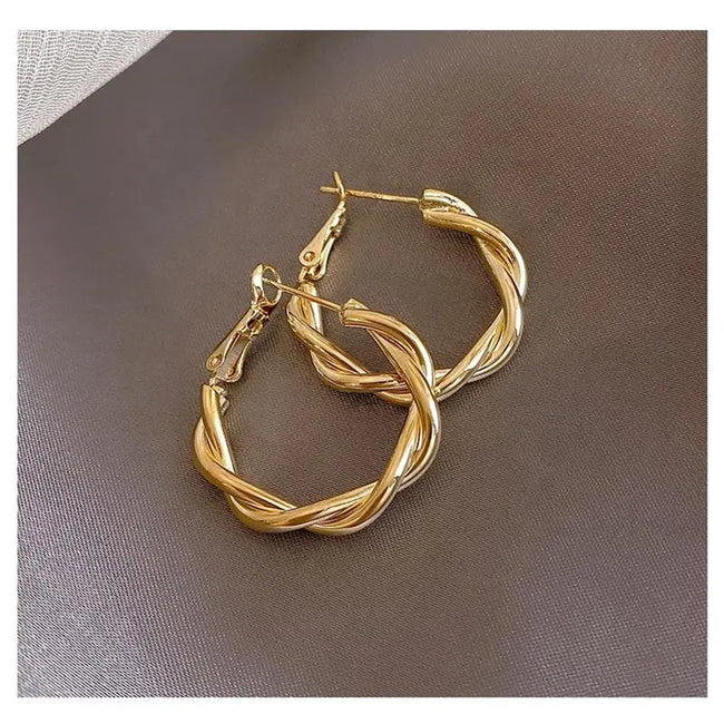 Gold Plated Twisted Hoops Earring
