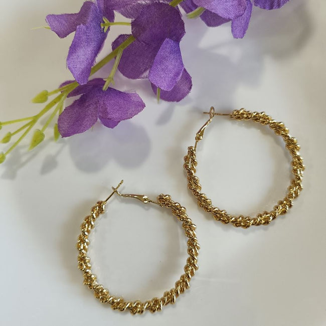 Gold Plated Twisted Style Fashion Hoop Earring