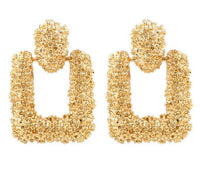 Gold Plated Uneven Patchwork Square Drop Earring