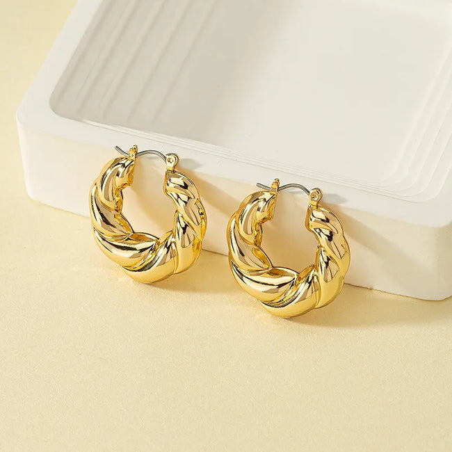 Gold Plated Unique Fashion Hoop Earring