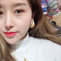 Gold Plated Vintage Style Geometric Shaped Statement Stud Earrings for Women by Aferando - Big and Bold Alloy Plating Design