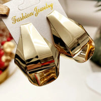 Gold Plated Vintage Style Geometric Shaped Statement Stud Earrings for Women by Aferando - Big and Bold Alloy Plating Design