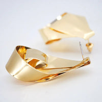 Gold Plated Vintage Style Geometric Shaped Statement Stud Earrings for Women by Aferando - Big and Bold Alloy Plating Design