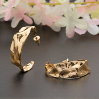 Gold Plated Wavy Shaped Hoops Earring