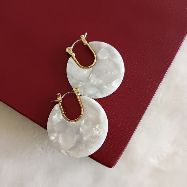Gold Plated White Acrylic Fashion Indo Western Earring