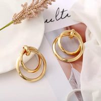 Double Hoop Metal Stud Earrings