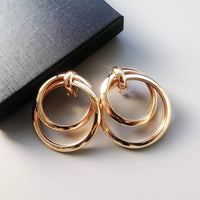 Double Hoop Metal Stud Earrings