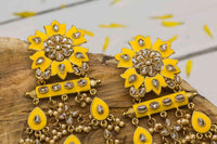 Yellow Color Meenakari Designer Long Earring For Women