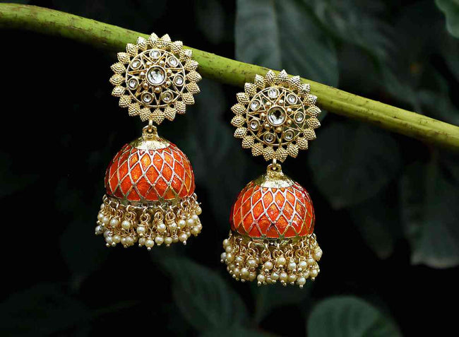 Orange Colored Big Jhumka Earring For Women