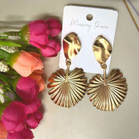 Gold Plated Long Seashell Trendy Western Earring