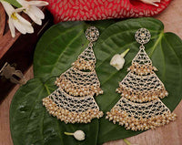 Golden Long Layered Pearl Jhumki