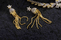 Bollywood Celebrity Inspired American Diamond Long Necklace Earring Set