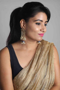 Blue Color Meenakari Long Chain Jhumka Earring