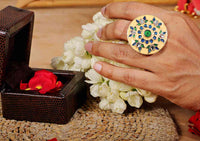 Hand Crafted Meenakari Ring Yellow