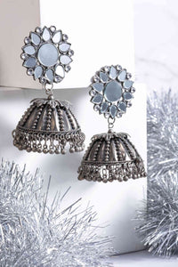 Light Weight Oxidised Mirror Jhumka