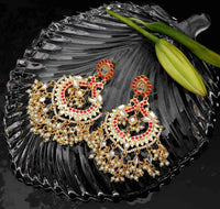 Alia Bhatt Inspired Rani Colored Hand Crafted Kundan Meenakari Jhumki