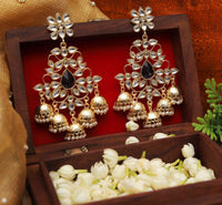Hand Crafted Chandelier Kundan Jhumka Blue