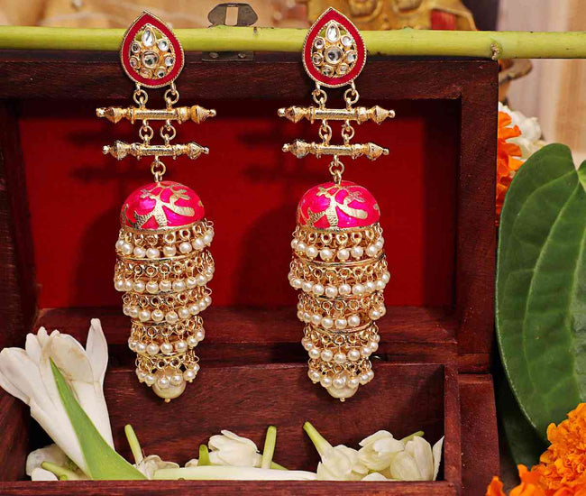 Rani color Long Jhumka Earring For Women