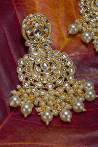 Handcrafted Golden kundan Princess Pearl Earring