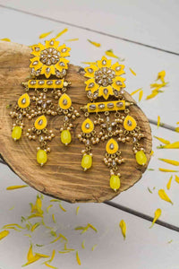 Yellow Color Meenakari Long Earring For Women