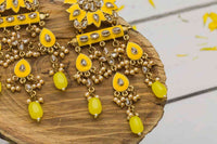 Yellow Color Meenakari Designer Long Earring For Women
