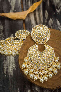 Royal Queen Handcrafted Kundan Pearl Golden Jhumki