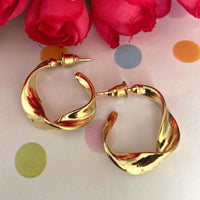 Gold Twisted Half Hoop Earring