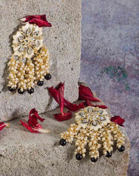 Handcrafted Meenakari Pearl Hanging Jhumki Black