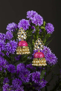 Designer Rani Color Meenakari Kundan Jhumka