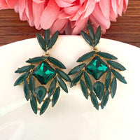 Green Glass Stone Unique Designer Stud Earring