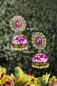 Rani Color Meenakari Jhumka Earring for women