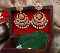 Alia Bhatt Inspired Hand Crafted Meenakari Yellow Colored Triple Chandbali