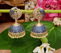 Blue Color Meenakari Peacock Jhumki