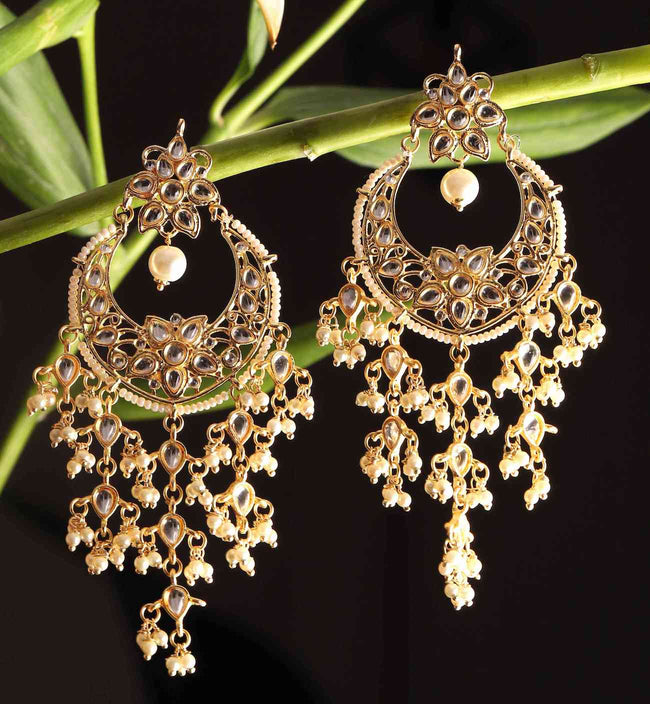 Deepika Padukone Inspired Hand crafted Golden Kundan Pearl Earring